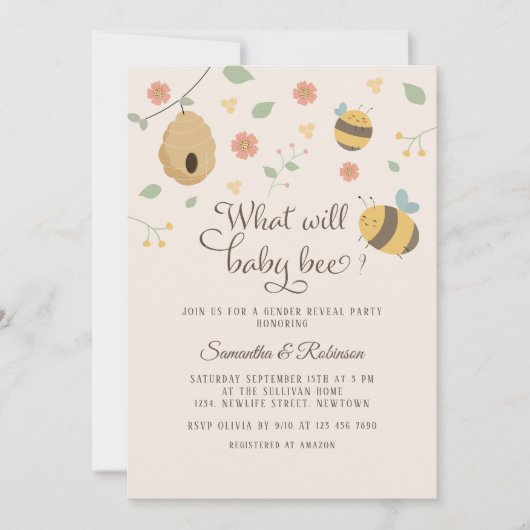 Was wird es sein, das Bienengeschlecht offenbart Einladung (Vorderseite)