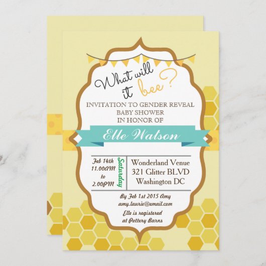 Was wird es sein, eine Gender Reveal Baby Dusche? Einladung (Vorne/Hinten)