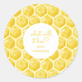 Was wird es sein? gelbe neutrale Babydusche Runder Aufkleber
