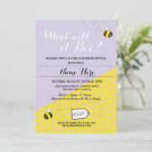 Was wird es sein? Lila Baby-Dusche Party Einladung (Stehend Vorderseite)
