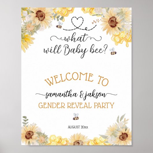 Was wird Sonnenblumen Baby Gender Reveal willkomme Poster (Vorne)