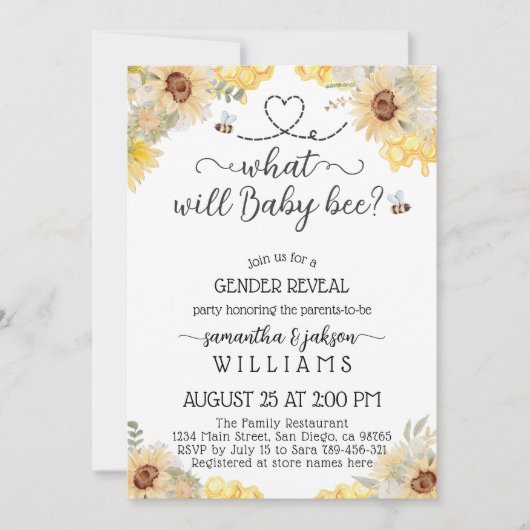 Was wird Sonnenblumen zeigen Geschlecht Einladung (Vorderseite)