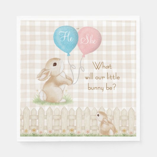 Was wird unser kleiner Hase sein? Geschlechterent Serviette (Vorderseite)