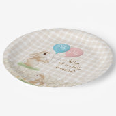 Was wird unser kleiner Hase sein? Geschlechtsbeka Pappteller (Schrägansicht)