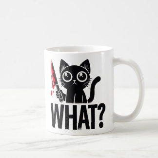 "Was" Witzige Schwarze Katze. Mörderische Katze mi Kaffeetasse