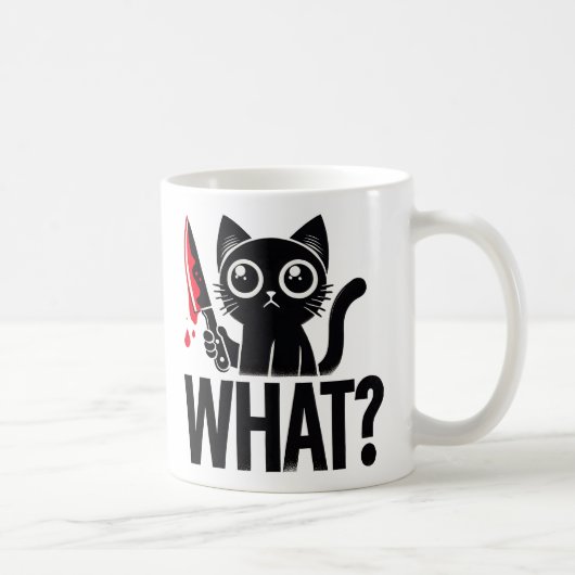 "Was" Witzige Schwarze Katze. Mörderische Katze mi Kaffeetasse (Rechts)