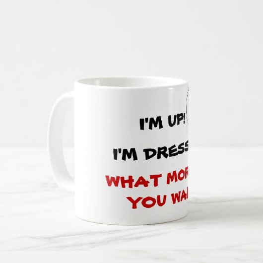 WAS WOLLEN MEHR SIE? Tasse (Vorderseite Links)