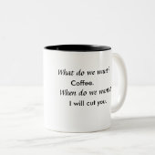 Was wollen wir? Kaffee! Tasse (VorderseiteRechts)
