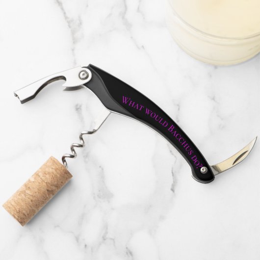 Was würde Bacchus tun? Wein-Korkenzieher Kellnermesser (Vorderseite)