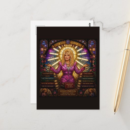 Was würde Dolly tun Postkarte (Vorderseite/Rückseite Beispiel)