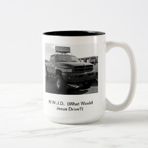 Was würde Jesus fahren? Zweifarbige Tasse