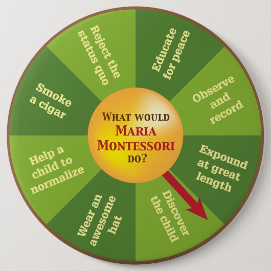 Was würde Maria Montessori tun? Button (Vorderseite)