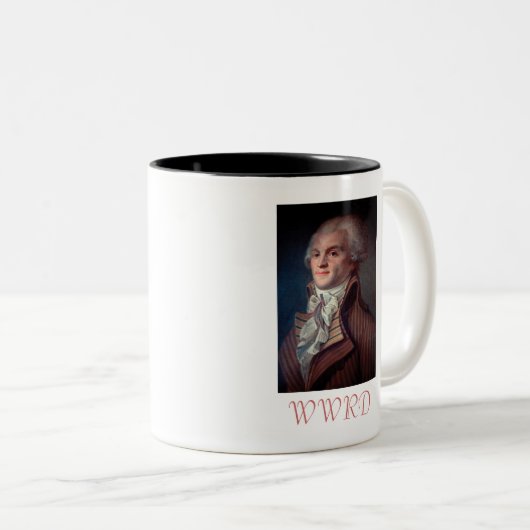 Was würde Robespierre tun? Zweifarbige Tasse (VorderseiteRechts)