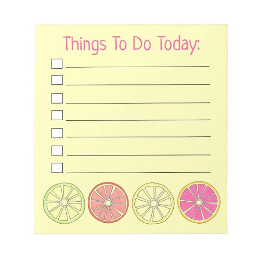 Was zu tun heute Zitrusfrüchte Scheiben Zitronen L Notizblock (Vorderseite)