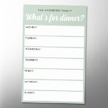 Was zum Abendessen ist, leuchtet durch grüne Woche Magnetisches Trockenlöschblatt<br><div class="desc">Was ist zum Abendessen Magnettrockenblatt mit Montag bis Sonntag Kalender für Sie zu planen Ihre Mahlzeiten.</div>