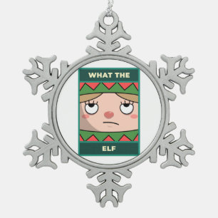 Was zum Elch Schneeflocken Zinn-Ornament