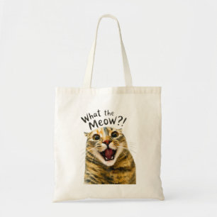 Was zum Miauen Lustiges Schockiertes Katzen-Meme-D Tragetasche