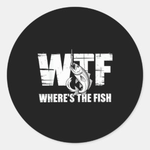 Was zum Teufel Wo ist der Fisch Männer Lustige Ang Runder Aufkleber