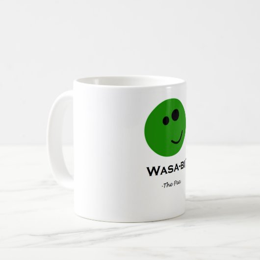 Wasabi Erbse - lustig Kaffeetasse (Vorderseite Links)