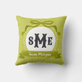 Wasabi Green Reverse Griechisch Key Bow Monogram Kissen (Rückseite)