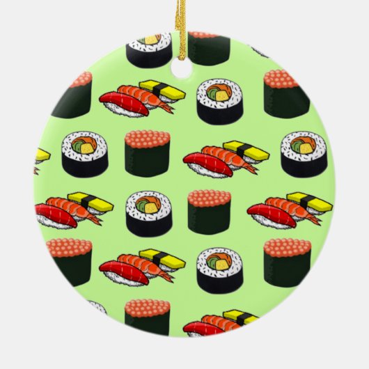 Wasabi Green Sushi Keramikornament (Hinten)