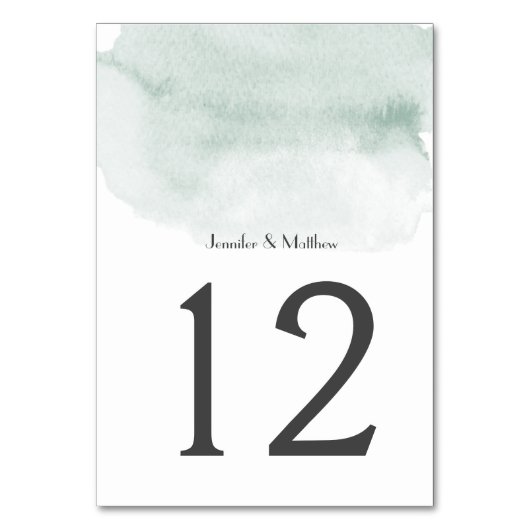 Wasabi Green Watercolor Wash | Tischnummer (Vorderseite)