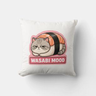 Wasabi-Stimmung Lustige mürrische Katze Sushi Meme Kissen