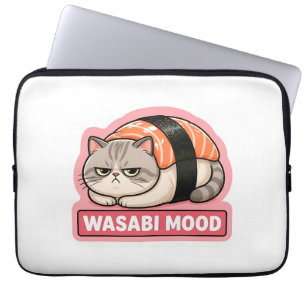 Wasabi-Stimmung Lustige mürrische Katze Sushi Meme Laptopschutzhülle