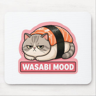 Wasabi-Stimmung Lustige mürrische Katze Sushi Meme Mousepad