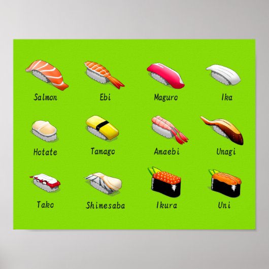 Wasabi Sushi Japanisch niedliches Essen Poster (Vorne)