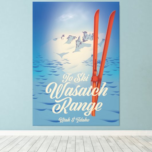 Wasatch Range Utah & Idaho Skiposter Leinwanddruck (Insitu (Holzboden))