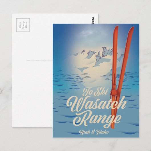 Wasatch Range Utah & Idaho Skiposter Postkarte (Vorne/Hinten)