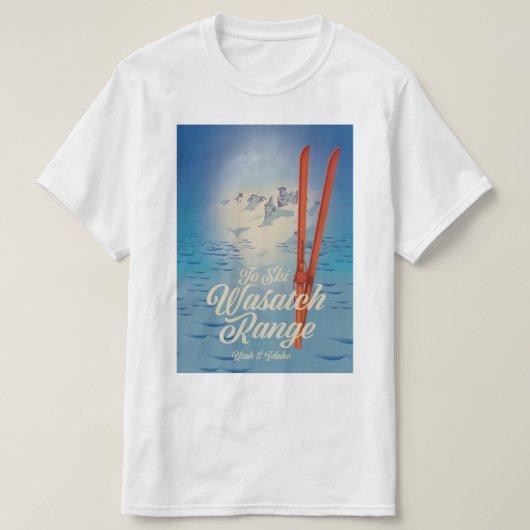 Wasatch Range Utah & Idaho Skiposter T-Shirt (Design vorne)