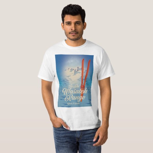 Wasatch Range Utah & Idaho Skiposter T-Shirt (Vorne ganz)