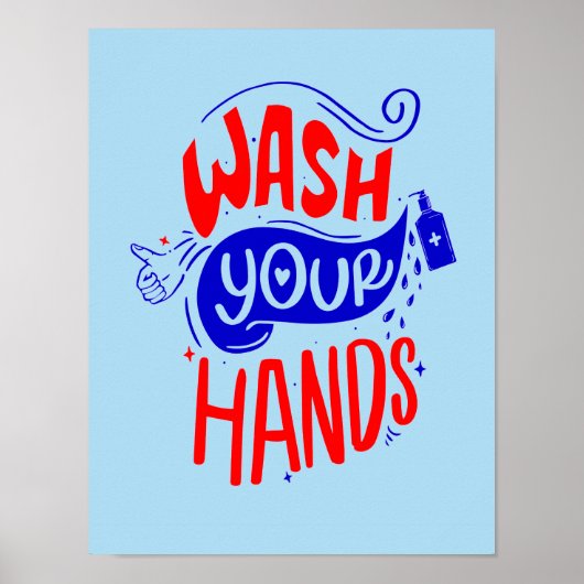Wasch dir die Hände 2020 Hygiene-Zeichen im Badezi Poster (Vorne)