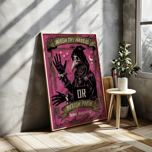 Wasch dir die Hände Pest Doktor Funny Badezimmer Poster