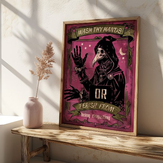 Wasch dir die Hände Pest Doktor Funny Badezimmer Poster