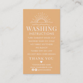 Waschanleitung Kleidung Shirt Pflege mit Sonne Visitenkarte