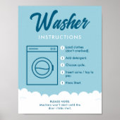 Waschanleitungsschild für moderne Waschsalons Poster (Vorne)