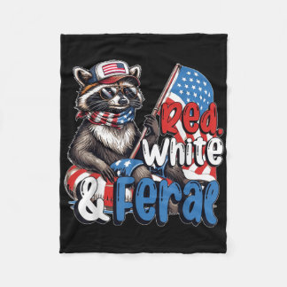 Waschbär 4. Juli Patriotisch Süß Rot Weiß Und F Fleecedecke