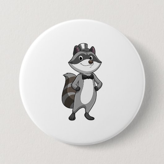 Waschbär als Bräutigam mit Krawatte Button (Vorderseite)