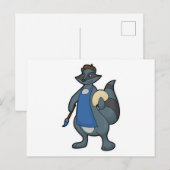 Waschbär als Maler mit Pinsel Postkarte (Vorne/Hinten)