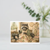 Waschbär als Quilter Postkarte (Stehend Vorderseite)
