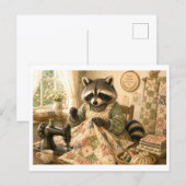 Waschbär als Quilter Postkarte (Vorne/Hinten)
