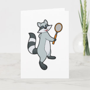 Waschbär als Tennisspieler mit Tennisschläger Karte