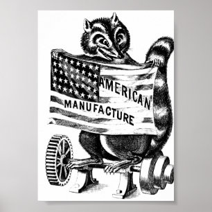 Waschbär-Americana-Politische-Kunst-Illustration Poster