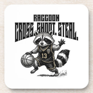 Waschbär-Basketballstar - Kreuz-Schuss-Raub-Grafik Getränkeuntersetzer