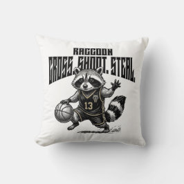 Waschbär-Basketballstar - Kreuz-Schuss-Raub-Grafik Kissen