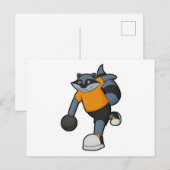 Waschbär beim Bowling mit Bowlingkugel Postkarte (Vorne/Hinten)