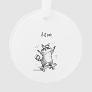Waschbär beim Skateboardfahren – Lustiger süßer Sk Ornament